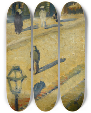 Triptych art skateboard deck of Emile Bernard Scne De Rue by Emile Bernard (1868-1941)