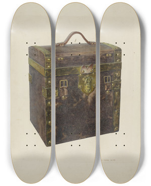 Triptych art skateboard deck of Regina Henderer Small Square Trunk by Regina Henderer