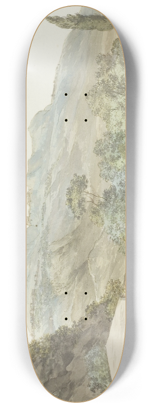 Abraham-Louis-Rodolphe Ducros - Gezicht op de stad en het theater van Toarmine vanaf balkon van herberg te Giardini 8.25 inch art skate deck Abraham-Louis-Rodolphe Ducros - Gezicht op de stad en het theater van Toarmine vanaf balkon van herberg te Giardini 8.25 inch art skate deck