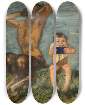 Triptych art skateboard deck of Franz Von Stuck Dissonanz by Franz Von Stuck (1863-1928)