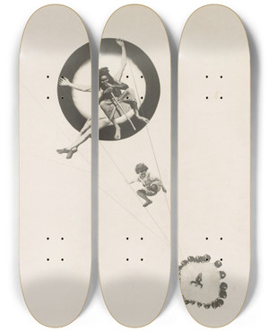 Triptych art skateboard deck of Lszl Moholynagy Behind The Back Of The Gods by Laszlo Moholy Nagy (1895-1946)