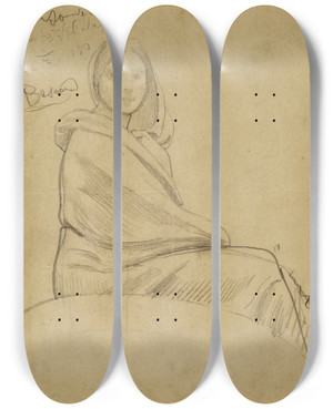 Triptych art skateboard deck of Albert Besnard Etude De Femme Pour La Pense Plafond Du Vestibule Du Petit Palais by Albert Besnard (1849-1934)
