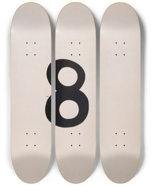 Triptych art skateboard deck of Kurt Schwitters Arabische Acht by Kurt Schwitters (1887-1948)