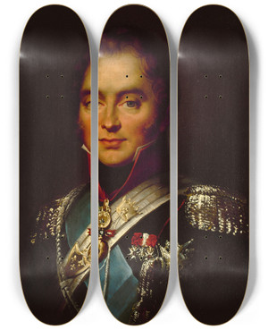 Triptych art skateboard deck of Jeanfrancois Thuaire Portrait De Charlesferdinand Dartois Duc De Berry 17781820 by Jean-Francois Thuaire (1794-1823)