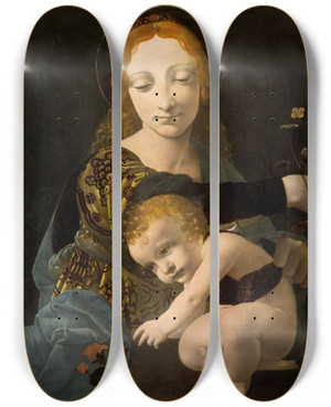 Triptych art skateboard deck of Giovanni Antonio Boltraffio The Virgin And Child The Madonna Of The Rose by Giovanni Antonio Boltraffio (1466-1516)