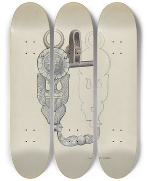 Triptych art skateboard deck of Eva Fox And Harry Mann Waddell Eagle Bit by Eva Fox And Harry Mann Waddell