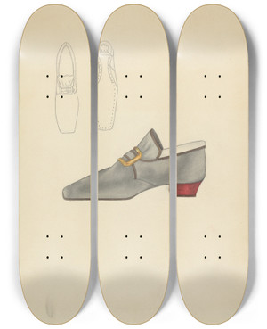 Triptych art skateboard deck of Nancy Crimi Mans Shoe by Nancy Crimi (20-)