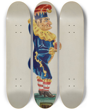 Triptych art skateboard deck of Donald Streeter Cigar Store Figure by Donald Streeter