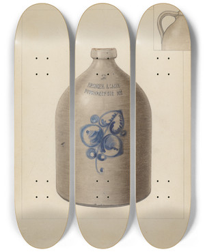 Triptych art skateboard deck of John Fisk Jug by John Fisk