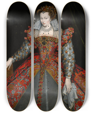 Triptych art skateboard deck of Franois Clouet Louise De Lorraine by Francois Clouet (1536-1572)