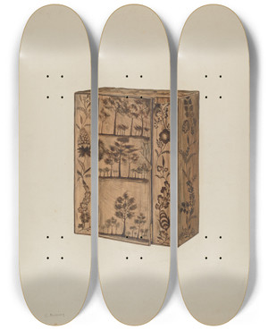 Triptych art skateboard deck of Charles Henning Cupboard by Charles Henning