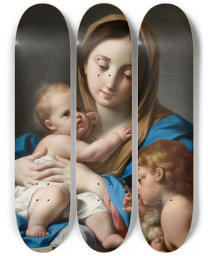 Triptych art skateboard deck of Andrea Casali The Virgin And Child With Saint John The Baptist by Andrea Casali (1705-1784)