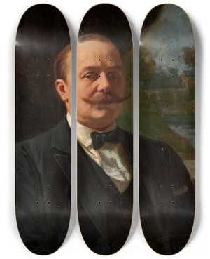 Triptych art skateboard deck of Stefan Bakaowicz Portrait Of Albrecht Radziwi 18851935 by Stefan Bakalowicz (1857-1947)