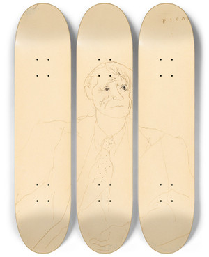 Triptych art skateboard deck of Wilhelm Thny Picasso by Wilhelm Thony (1888-1949)
