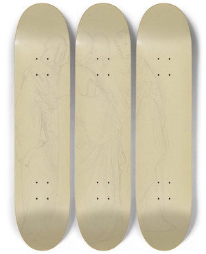 Triptych art skateboard deck of Philipp Veit Four Clergymen by Philipp Veit (1793-1877)