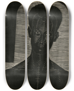 Triptych art skateboard deck of Samuel Jessurun De Mesquita Portret Van Een Onbekende Man by Samuel Jessurun De Mesquita (1868-1944)