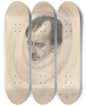 Triptych art skateboard deck of Chris Lebeau Portret Van Een Man by Chris Lebeau (1878-1945) Triptych art skateboard deck of Chris Lebeau Portret Van Een Man by Chris Lebeau (1878-1945)
