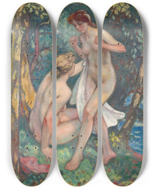 Triptych art skateboard deck of Georges Despagnat Les Deux Baigneuses by Georges d'Espagnat (1870-1950) Triptych art skateboard deck of Georges Despagnat Les Deux Baigneuses by Georges d'Espagnat (1870-1950)