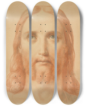 Triptych art skateboard deck of Ary Scheffer Study For Christus Consolator by Ary Scheffer (1795-1858)