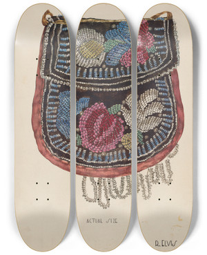 Triptych art skateboard deck of Roberta Elvis Bag by Roberta Elvis