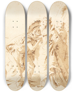 Triptych art skateboard deck of Giovanni Battista Tiepolo The Meeting Of Antony And Cleopatra_1 by Giovanni Battista Tiepolo (1696-1770) Triptych art skateboard deck of Giovanni Battista Tiepolo The Meeting Of Antony And Cleopatra_1 by Giovanni Battista Tiepolo (1696-1770)
