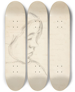 Triptych art skateboard deck of Harald Giersing Portrt Af Bodil Kunstneren Sster by Harald Giersing (1881-1927)