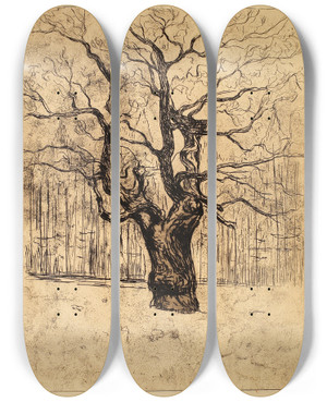 Triptych art skateboard deck of Edvard Munch The Oak_2 by Edvard Munch (1863-1944)