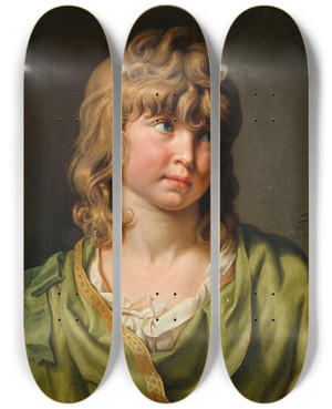 Triptych art skateboard deck of Johann Heinrich Wilhelm Tischbein Portrait Of A Boy With Blond Curls by Johann Heinrich Wilhelm Tischbein (1751-1829)
