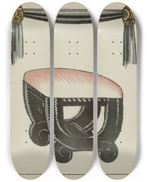 Triptych art skateboard deck of Se Et Mare Le Tabouret Et Les Cacheclous by Se et Mare (19-20-)