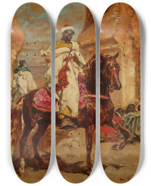 Triptych art skateboard deck of Henri Milien Rousseau Cavalier Arabe by Henri milien Rousseau (1875-1933)
