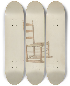 Triptych art skateboard deck of John Lang Rocking Chair by John Lang