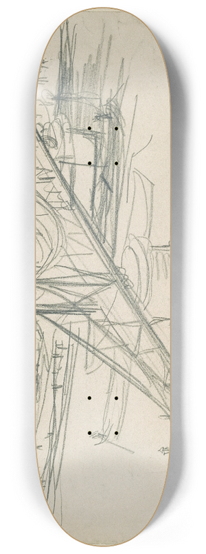 Ernst Ludwig Kirchner - The Iron Bridge (so-called Eiserner Steg) at Frankfurt Main, View Towards Sachsenhausen 8.25 inch art skate deck
