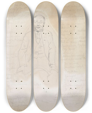 Triptych art skateboard deck of Christian Krohg Henrik Olai Olsen by Christian Krohg (1852-1925)