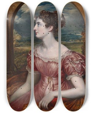 Triptych art skateboard deck of John Linnell Miss Puxley by John Linnell (1792-1882) Triptych art skateboard deck of John Linnell Miss Puxley by John Linnell (1792-1882)