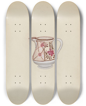 Triptych art skateboard deck of David P Willoughby Pitcher by David P Willoughby