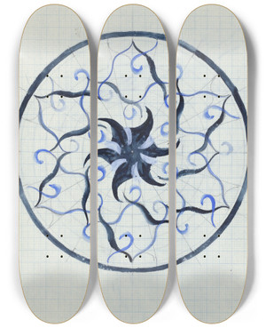 Triptych art skateboard deck of Carel Adolph Lion Cachet Ontwerp Voor Een Bord by Carel Adolph Lion Cachet (1864-1945)