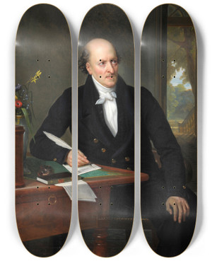 Triptych art skateboard deck of Jeanbaptistelouis Germain Ren Castel by Jean-Baptiste-Louis Germain (1782-1842)