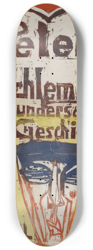 Ernst Ludwig Kirchner - Titelblatt der Holzschnittfolge zu Adelbert von Chamissos Erzhlung Peter Schlemihls wundersame Geschichte 8.25 inch art skate deck Ernst Ludwig Kirchner - Titelblatt der Holzschnittfolge zu Adelbert von Chamissos Erzhlung Peter Schlemihls wundersame Geschichte 8.25 inch art skate deck