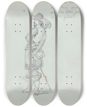Triptych art skateboard deck of Nicaise De Keyser Standing Man by Nicaise De Keyser (1813-1887)