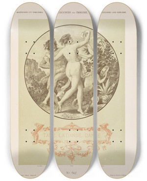 Triptych art skateboard deck of Albert Ilg Allegorien Und Embleme Vol I Pl080 by Albert Ilg (1847-1896)