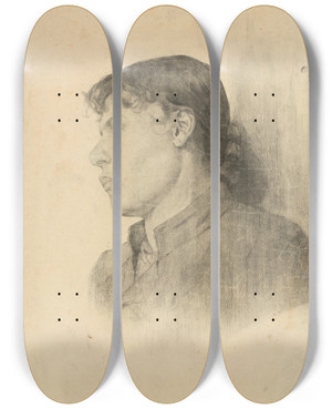 Triptych art skateboard deck of Kos Aranyossy Podobize Mladej Eny Opretej O Stenu by kos Aranyossy