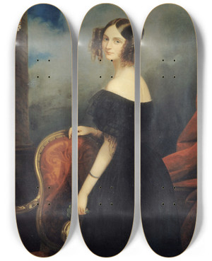 Triptych art skateboard deck of Claude Marie Dubufe Portrait De La Duchesse De Valenay Comtesse De Talleyrandprigord by Claude Marie Dubufe (1790-1864)
