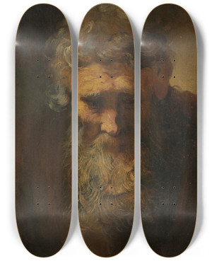 Triptych art skateboard deck of Follower Of Rembrandt Van Rijn Study Of An Old Man by Follower of Rembrandt van Rijn (1606-1669) Triptych art skateboard deck of Follower Of Rembrandt Van Rijn Study Of An Old Man by Follower of Rembrandt van Rijn (1606-1669)