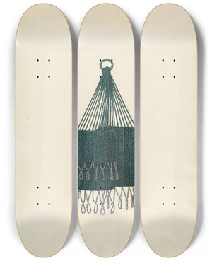 Triptych art skateboard deck of Byron Dingman Twin Beaded Bag by Byron Dingman