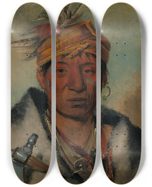 Triptych art skateboard deck of George Catlin Ahyawnetakorron A Warrior by George Catlin (1796-1872) Triptych art skateboard deck of George Catlin Ahyawnetakorron A Warrior by George Catlin (1796-1872)