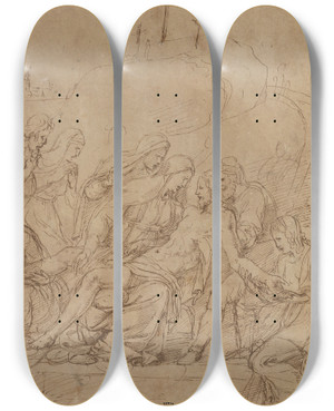 Triptych art skateboard deck of Giulio Romano Lamentation by Giulio Romano (1492-1546) Triptych art skateboard deck of Giulio Romano Lamentation by Giulio Romano (1492-1546)