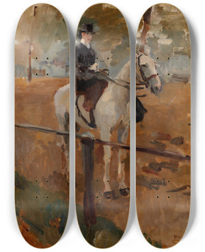 Triptych art skateboard deck of Isaac Israls Amazone In Rotten Row Hyde Park London by Isaac Israels (1865-1934)