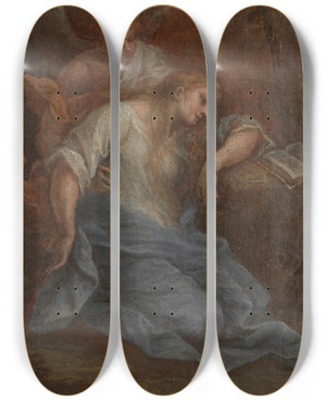 Triptych art skateboard deck of Szymon Czechowicz Saint Mary Magdalene In Ecstasy by Szymon Czechowicz (1689-1775)