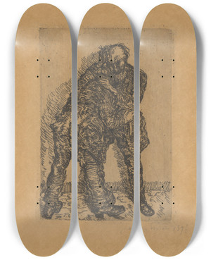 Triptych art skateboard deck of James Ensor Het Gevecht by James Ensor (1860-1949)