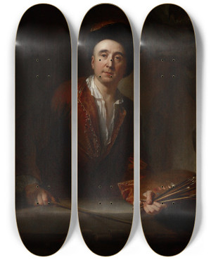 Triptych art skateboard deck of Franois De Troy Selfportrait by Franois de Troy (1645-1730)